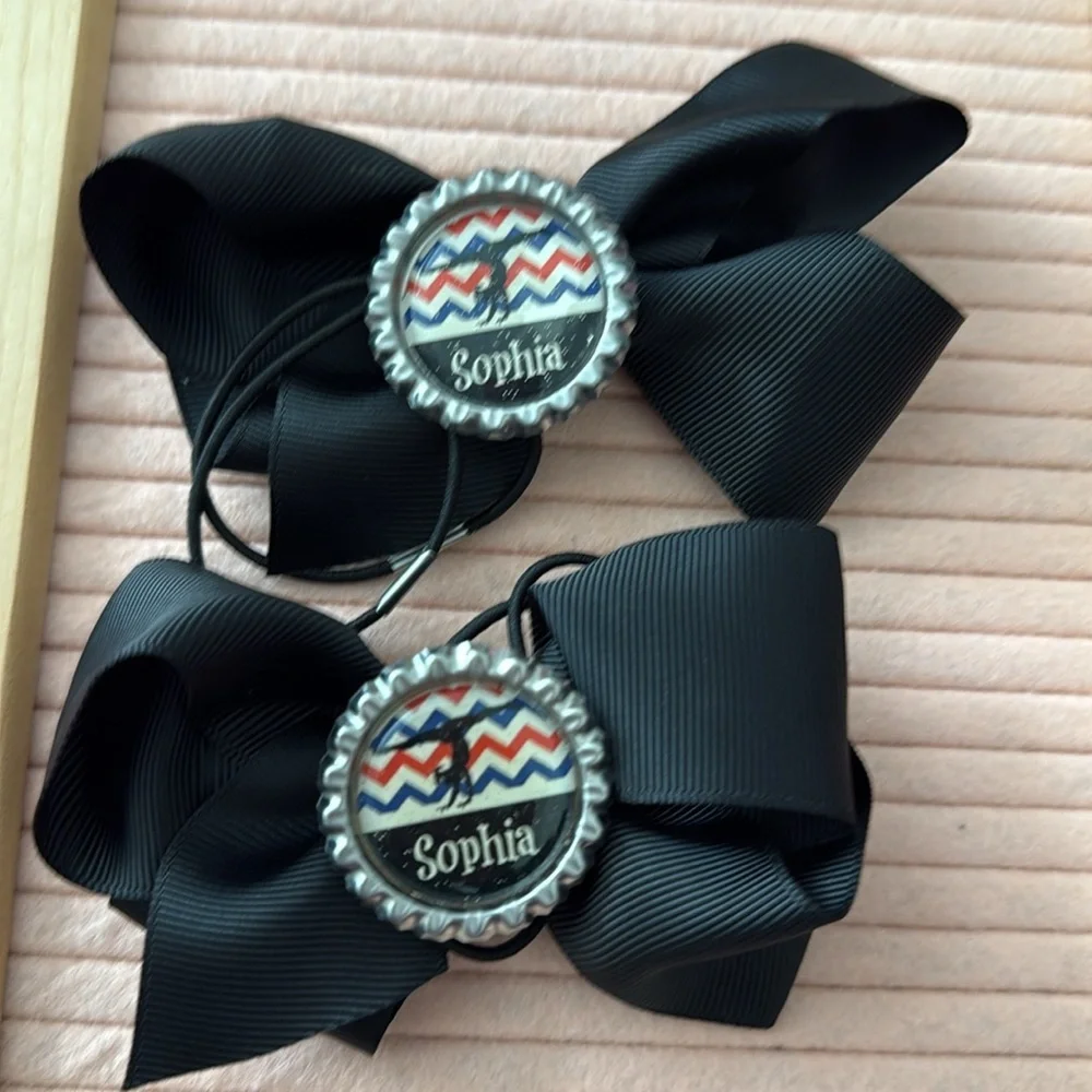 Black Hair Bows with Personalized Design